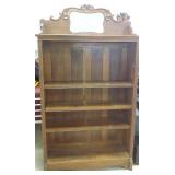 Antique oak book shelf with beveled mirror