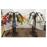 2- 22" high antique style tulip lamps with glass