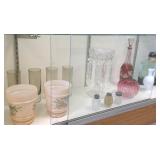 Group of glassware including store Armani bottle