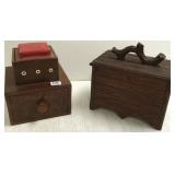 Antique sewing box and black forest carved walnut