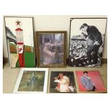 6 framed items including Elvis posters,