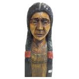 Approx 21" high carved wood bust of Native
