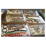 64 vintage gemstone and glass necklaces, etc &