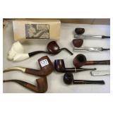 9 vintage pipes- Meerschaum, Savinelli, etc