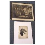 2 unframed signed etchings- Walter E. Bohl