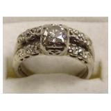 Vintage 14k ring set with diamond solitaire &