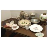 Group china, pottery, lamp base, oriental