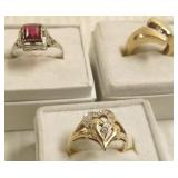 14k ring set with diamond & rubies, a 10k ring set