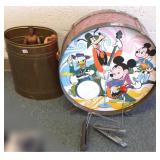 Disney drum & a group of G. I. Joes, etc.