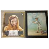 Framed B&B Metcalf Babe Ruth litho & a 1955