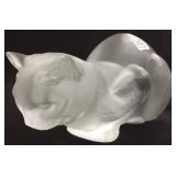 10" signed Lalique cat figure (ear chip)