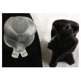 2- 2 1/2" Lalique nude figures- 1 with chips