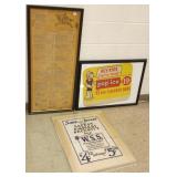 Framed Roman restaurant menu, Popeye