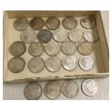 24 unsorted high relief U.S. Morgan silver dollars