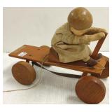 12" antique Irish mail kid pull toy with tag-