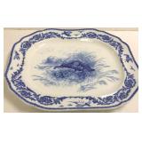 Cauldon antique blue & white transferware turkey