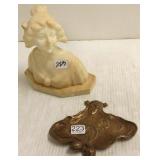 American Co. Art Nouveau girl tray & an