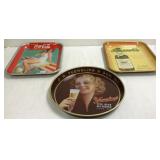 3 metal trays - 1939 Coke, Franks Ginger Ale &