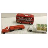 3 vintage toys - Pepsi truck, Mobilegas bus & a