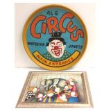 21" Watseka Illinois painted metal Circus sign &