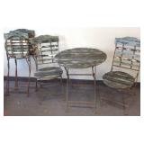 Wood & iron bistro table & 4 chairs
