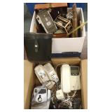 Group including Polaroid cameras, Nikon