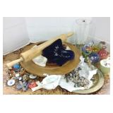 Group including 24" rolling pin, lazy Susan,