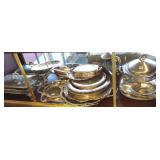 Large group of silverplate serving tray sets, etc.