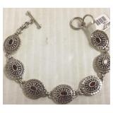 Sterling bracelet set with garnets