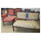 2 carved Victorian loveseats
