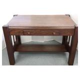 Mission oak library table with drawer