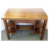 Mission oak library table with bookshelf sides