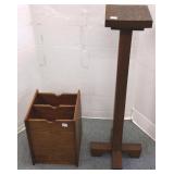 Mission oak plant stand & letter file