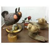 5 artist carved wood birds 12" etc.