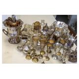 Large group of silverplate including teapot, etc.