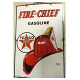 Enameled Texaco Fire Chief sign 12" x 18"