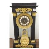 Antique empire pillar clock with bronze trim