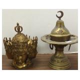 2 oriental bronze censers, etc.