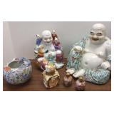 6 pieces oriental porcelain including Buddhas,