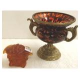 Rosenthal Versace paperweight & art glass compote