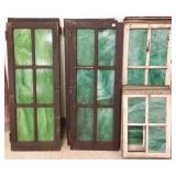 9 antique arts & crafts green slag glass windows -