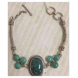Sterling bracelet set with cabochon turquoise