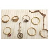 8 pieces of Victorian etc. gold jewelry approx.