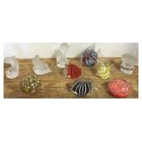 Group of assorted art glass paperweights - Murano,