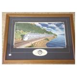 Framed Burlington Zephyr train print
