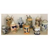 Group of beer steins including advertising etc.