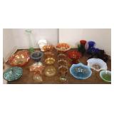 Group of carnival glass, etc.