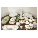 Group of hand painted china, cups/saucers, etc.