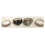 10K ring set with diamonds & 3 sterling rings