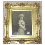 Ornately framed colored portrait on canvas 8"x 10"